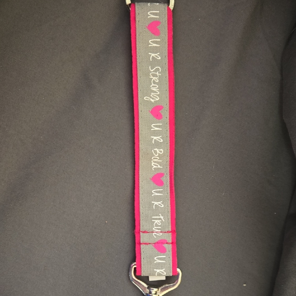 Gray and Pink Inspirational Key Lanyard